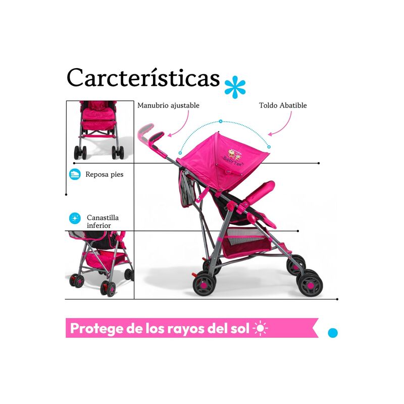 Carriola Para Beb&eacute; De Bast&oacute;n 502B Compacta, Ple... image number null