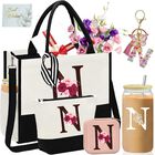 Bolso Tote De Lona Con Inicial Y Bolsillo &ndash; Set De Regalo Aiheart