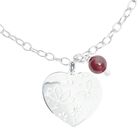 Pulsera Querer Cadena con Coraz&oacute;n y Granate de Plata .925