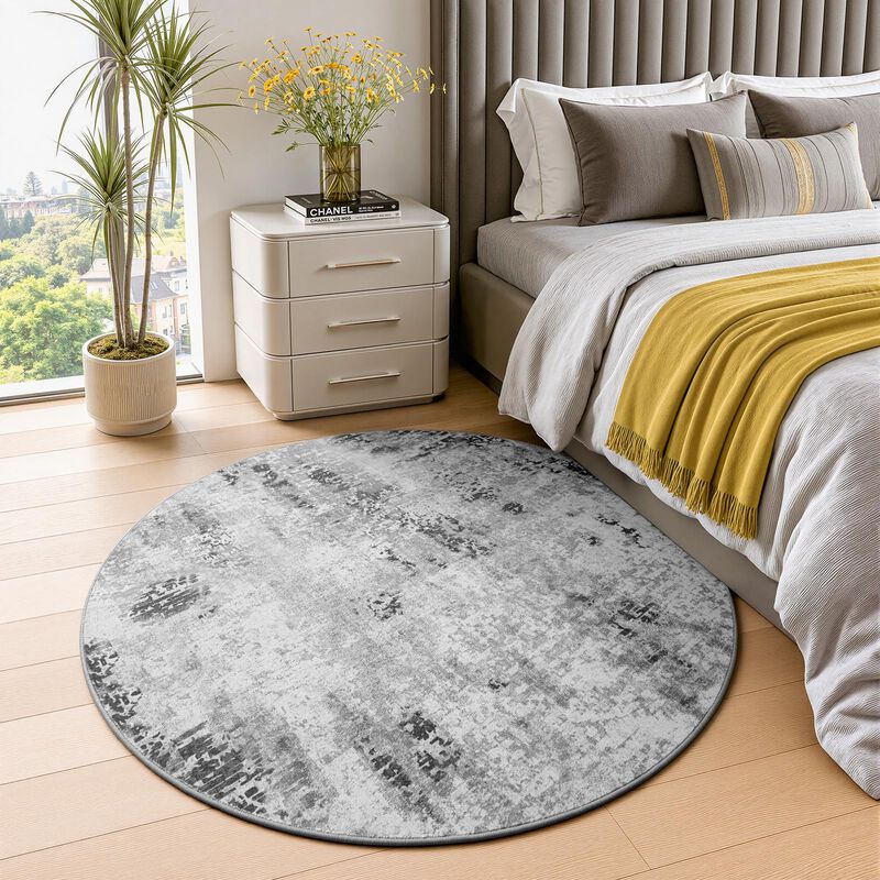 Alfombra Merelax Redonda Gris De 122 cm Lavable... image number null