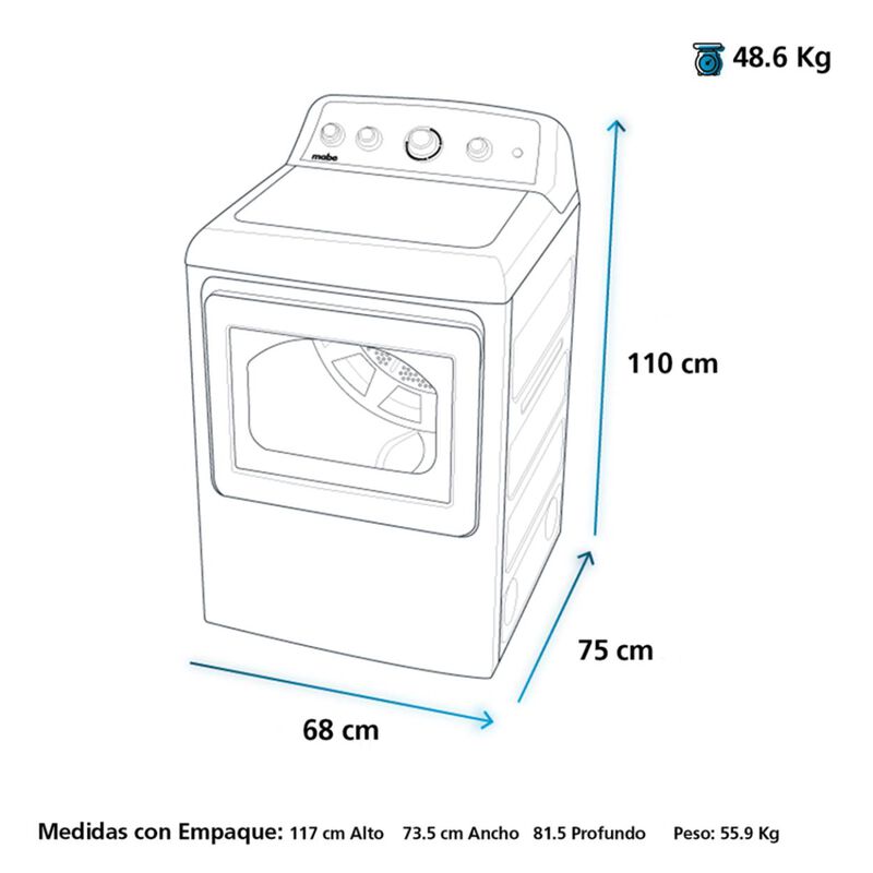 Secadora A Gas Mabe 25kg Negro Smg17s8msdab image number null