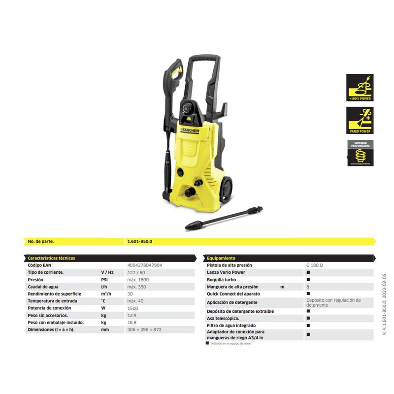 HIDROLAVADORA DE ALTA PRESION KARCHER K4MX 1800... image number null