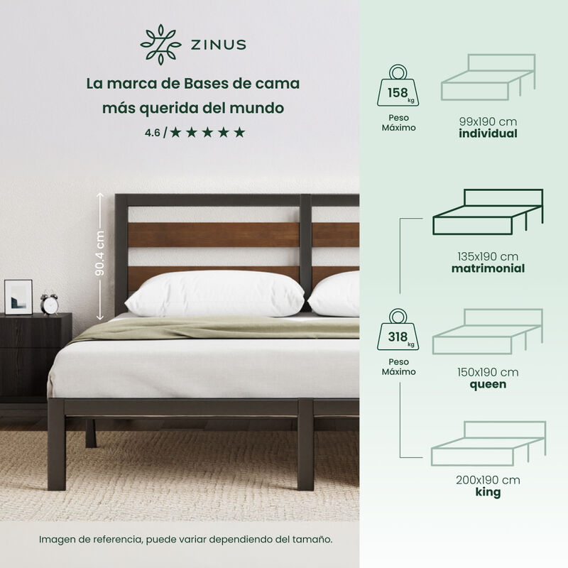 Zinus Shen | Base De Cama Con Cabecera Met&aacute;lica... image number null