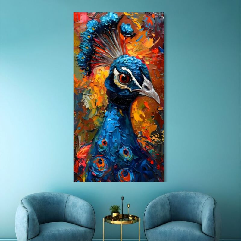 Cuadro Decorativo Animal 90x122cm Pavo Real image number null