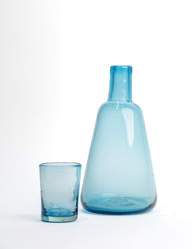 Jarra Buró de Vidrio Soplado Azul Mediterráneo ... image number null