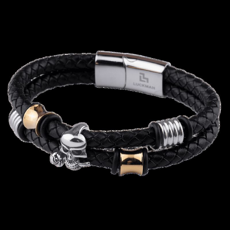 Pulseras Hombre, Brazaletes Cuero Y Acero Inoxi... image number null