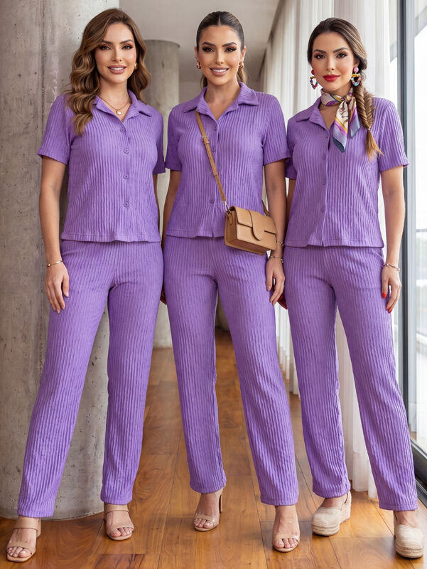 Conjunto 2 Piezas, Blusa Manga Corta Y Pantal&oacute;n... image number null