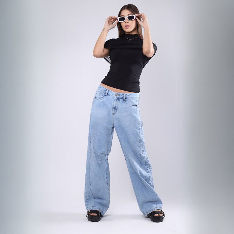 Jeans Barrel Mujer Savi Basic Mezclilla Tiro Me... image number null