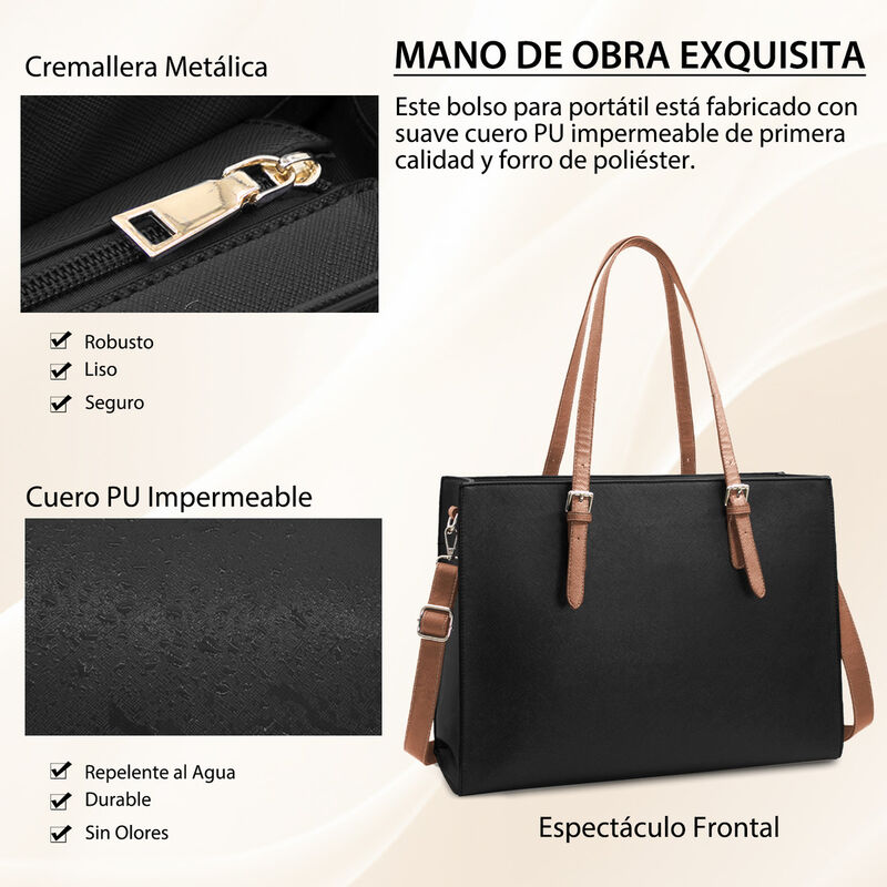 Bolso Tote Impermeable Negro para Computadora image number null