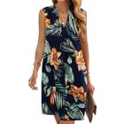 Vestido Qacohu Sin Mangas Floral Azul Marino