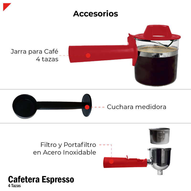 Bogner Cafetera Espresso 4 Tazas Con Espumador ... image number null