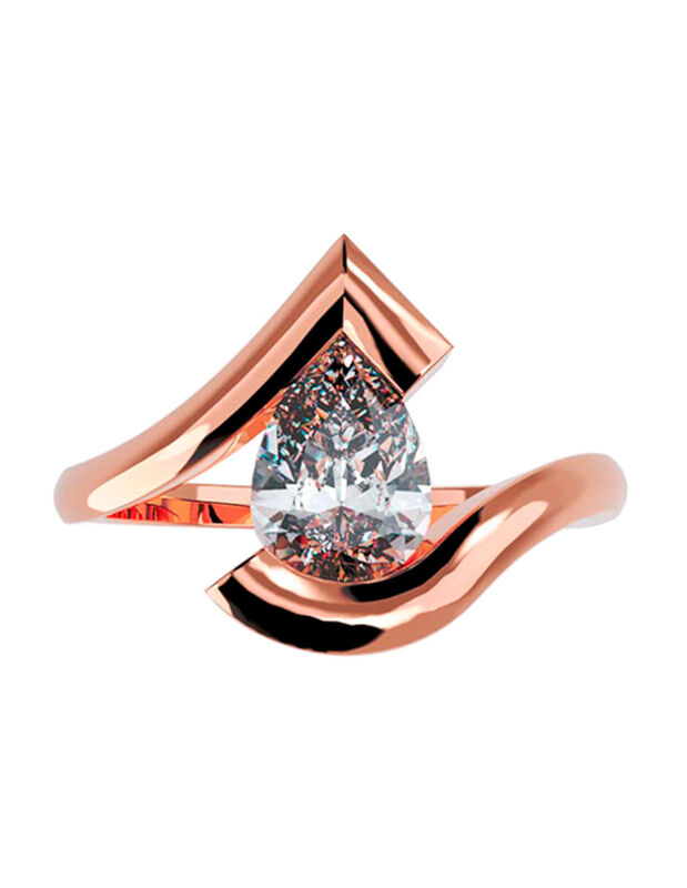 Anillo de Compromiso en Oro Rosa 14K con Circon... image number null