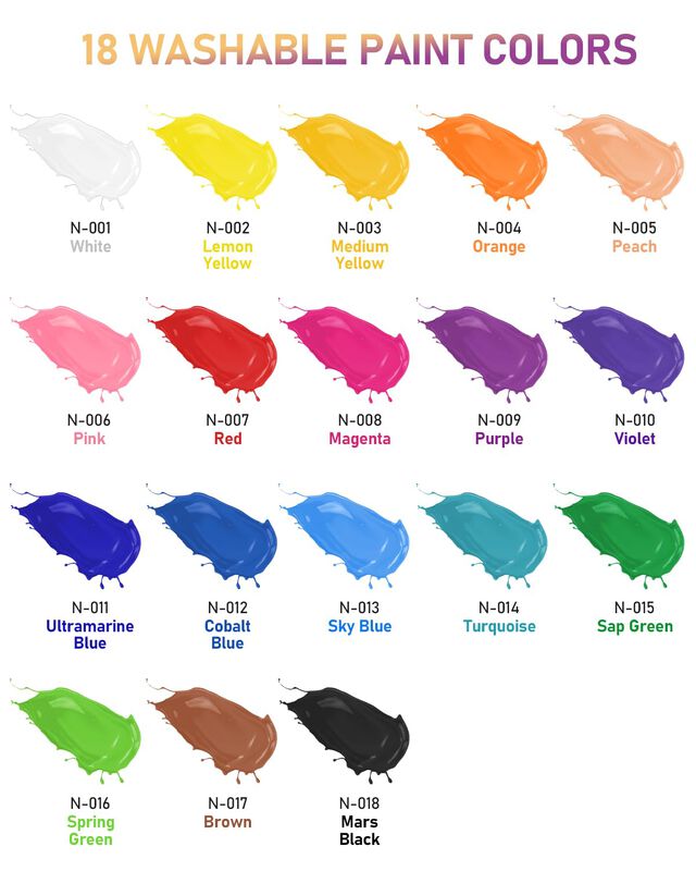 Set De Pintura Nicpro, 18 Colores, Lavable, Acr... image number null