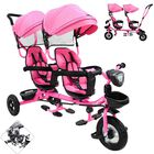 Triciclo Doble para Ni&ntilde;os Asiento Giratorio Gemelar Luz Sonido Cintur&oacute;n de Seguridad Llantas de Goma Apto a partir de 1 A&ntilde;o - Rosa