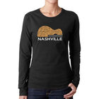 Camiseta De Manga Larga Word Art Para Mujer - Guitarra de Nashville- Negro