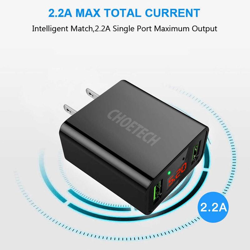 Cargador AC CHOETECH 2 x USB-A 2.2Amp Universal... image number null