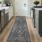 Alfombra Duidy 2,4x244 cm Lavable Antideslizante Vintage Negra