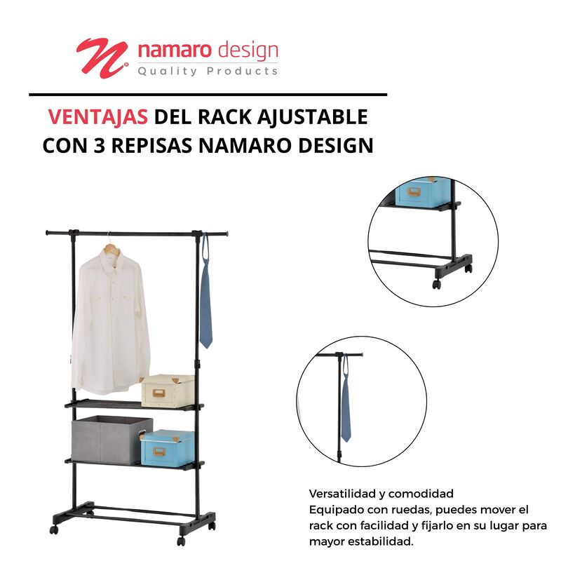 Rack Ajustable con 2 Rejillas Movibles y Ruedas... image number null
