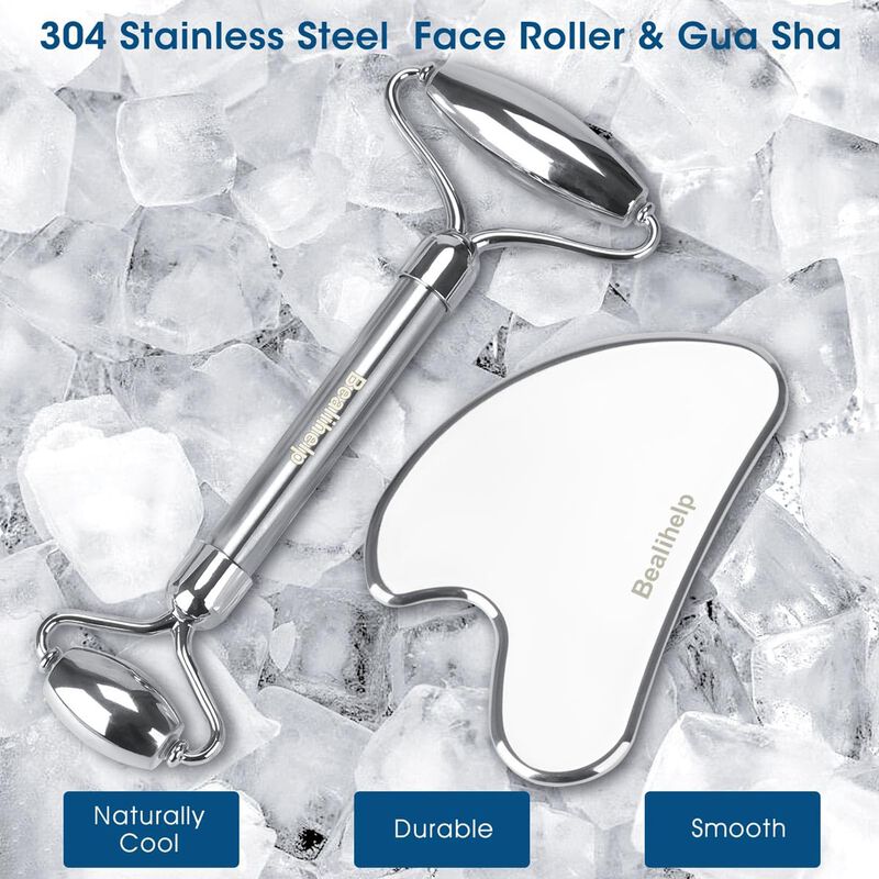 Face Roller & Gua Sha Bealihelp Facial De Acero... image number null