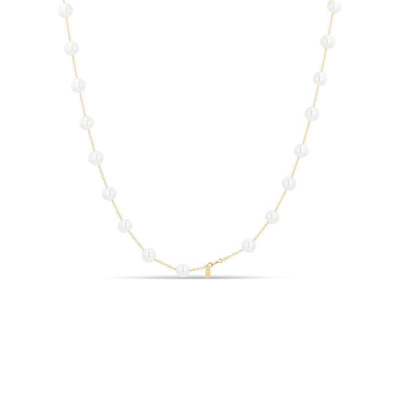 Collar Oro Amarillo 14k Con Perla Blanca 46 Cm image number null