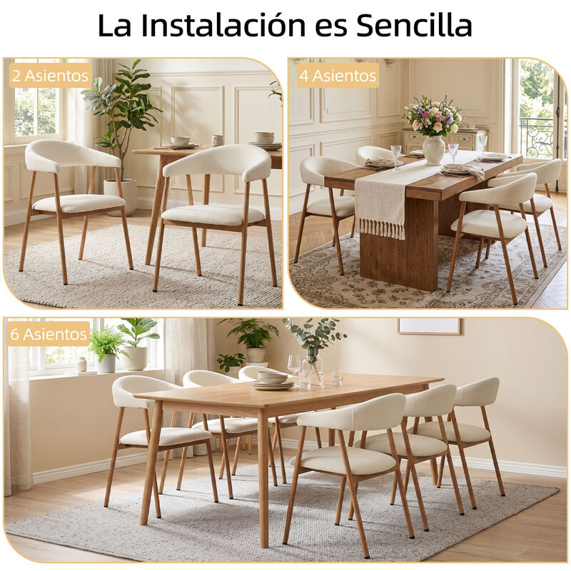 Juego De 2 Sillas De Comedor Modernas Beige Pat... image number null