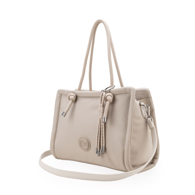 Bolsa Tote Mediana Acolchonada Color Beige image number null