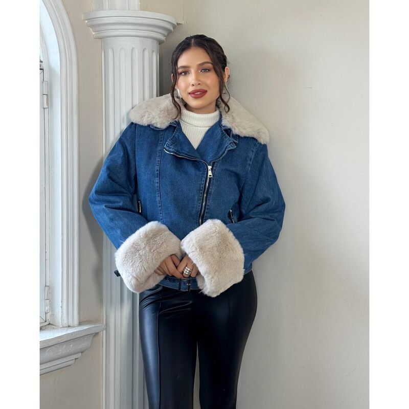 Chamarra de mezclilla con peluche removible image number null