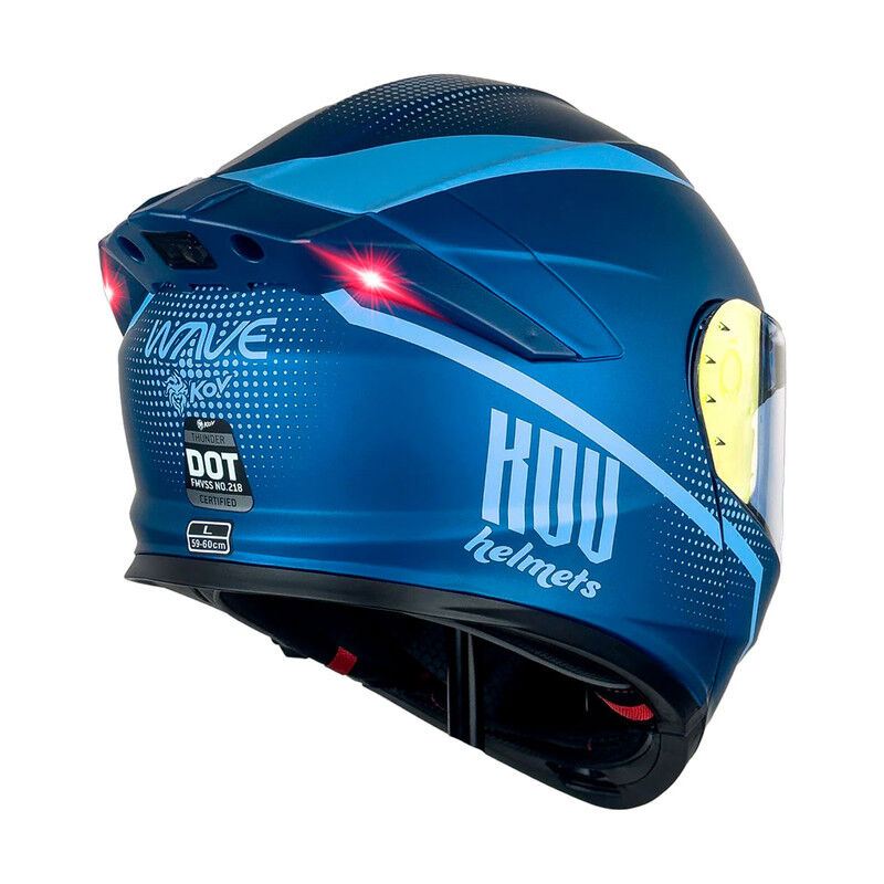Casco Kov Thunder Waves Azul Con Led Xxl image number null