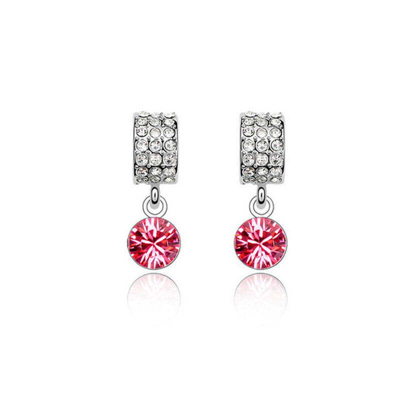 Aretes en Baño de Oro Blanco de 18K con Cristal... image number null