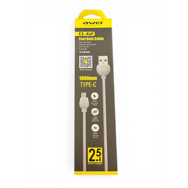 Awei Cl-62 Cable De Carga Usb/tipo C (blanco) image number null