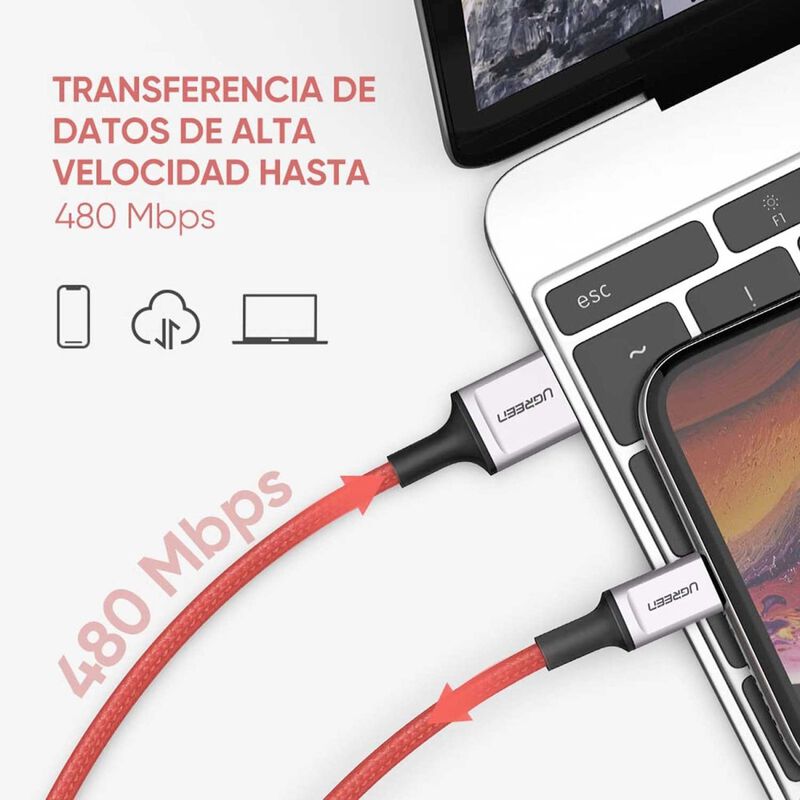 Cable Datos Ugreen Usb-a A Lightning 1m Rojo Ce... image number null