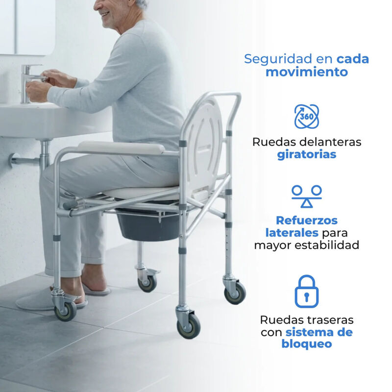 Silla C&oacute;modo Plegable Aluminio Altura Ajustable... image number null