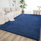Alfombra Litanika 122x183 cm Azul Oscuro De Pelo Largo