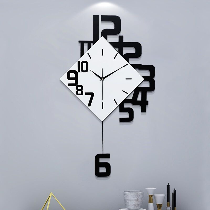 Reloj De Pared Yijidecor 30x50 Cm Negro De Made... image number null