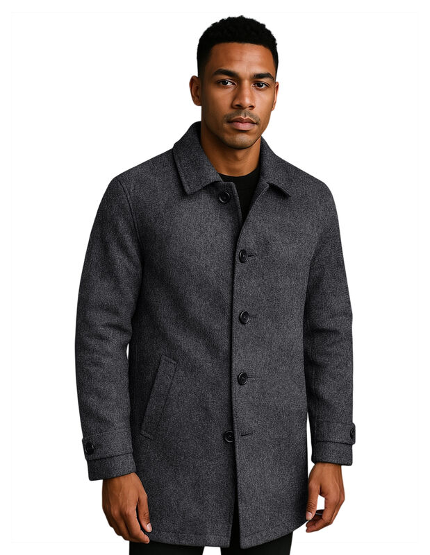 Abrigo Largo Hombre Gamuza Premium Gris Obscuro... image number null