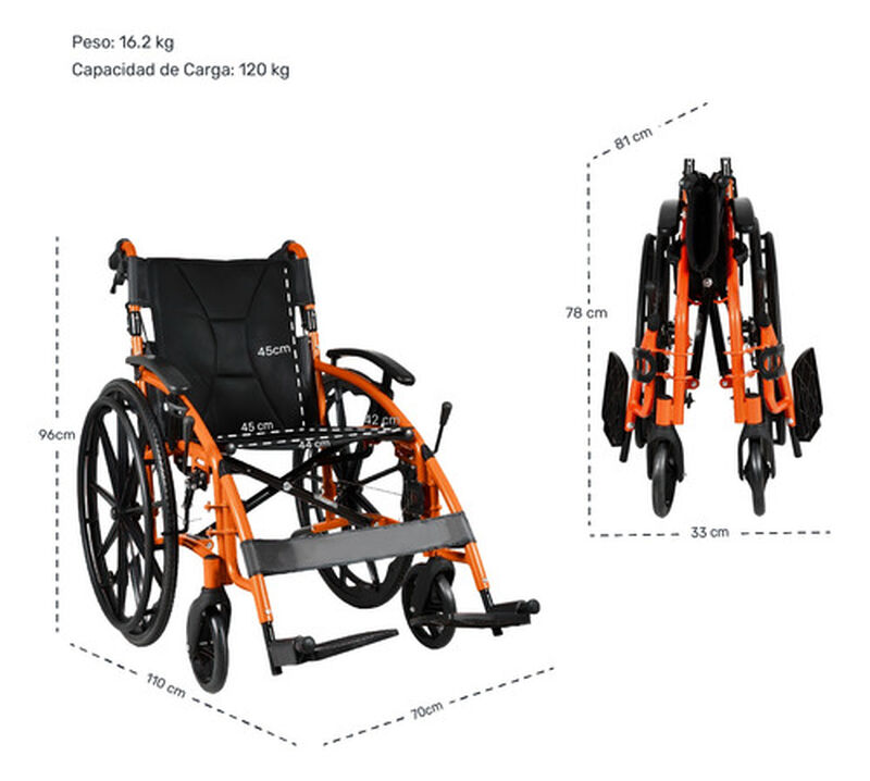 Silla Ruedas Deportiva Ligera Aluminio Plegable... image number null