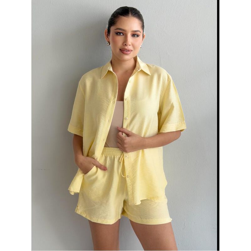 Conjunto De Short Con Camisa Lino image number null