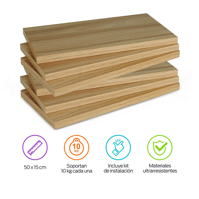 Set de Repisas Flotantes de Madera 6 Piezas tip... image number null