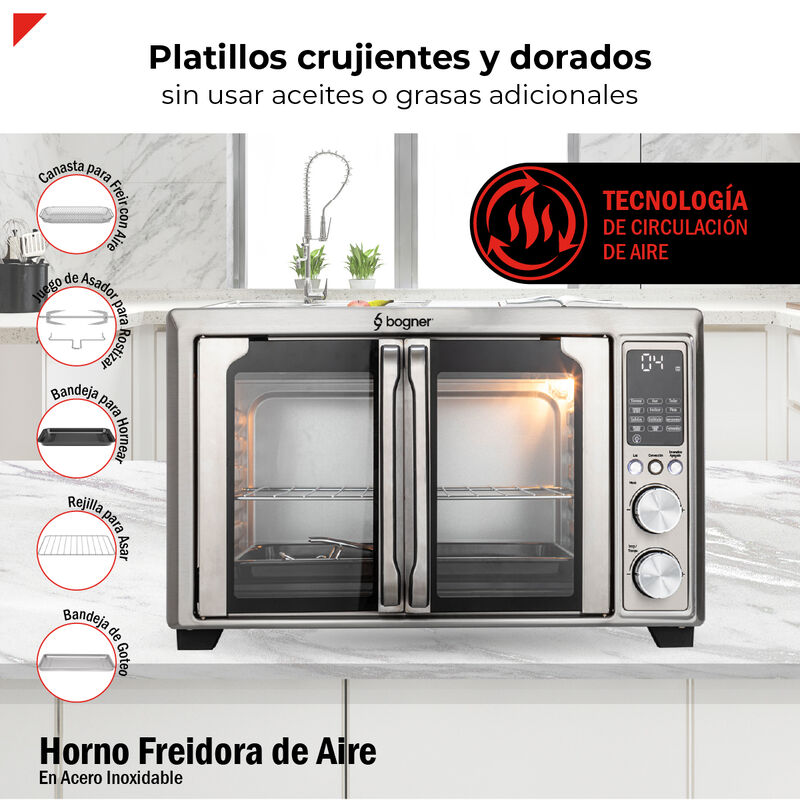 Bogner Horno Freidora De Aire Acero Inox 30L Ba... image number null