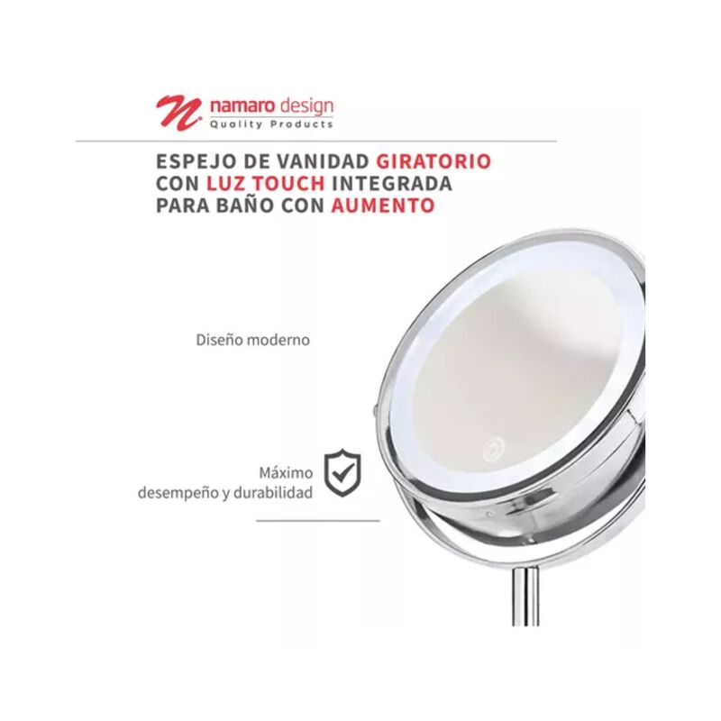 Espejo De Vanidad Con Luz Y Aumento Namaro Desi... image number null