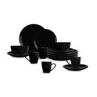 Vajilla Black Ideen 16 Piezas para 4 Personas &ndash; Cer&aacute;mica Negra Estilo Minimalista