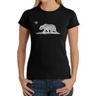 Camiseta Word Art Para Mujer - Oso de California- Negro