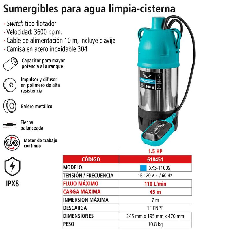 Bomba Sumergible Tipo Kanki De 1.5 Hp Alta Pres... image number null