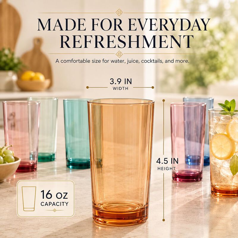 Vasos De Bebida Khen 480 ml Juego De 8 Acr&iacute;lico image number null