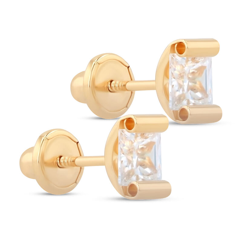 Broqueles De Oro Amarillo 14k Con Zirconias image number null