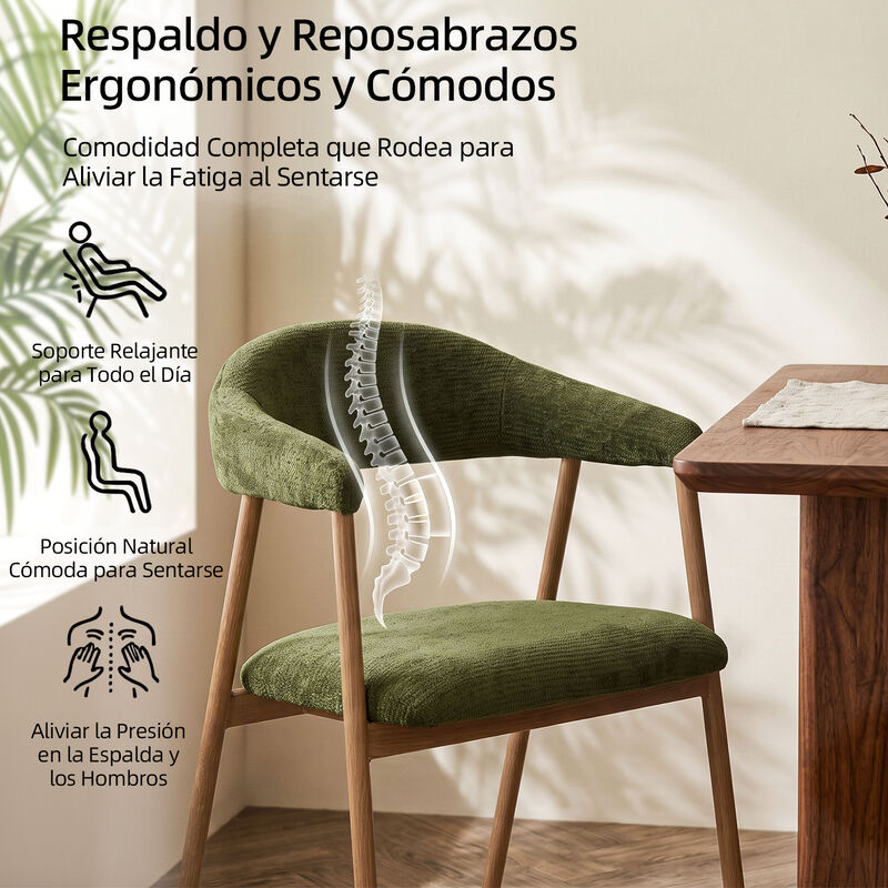 Juego De 2 Sillas De Comedor Modernas Verde Pat... image number null