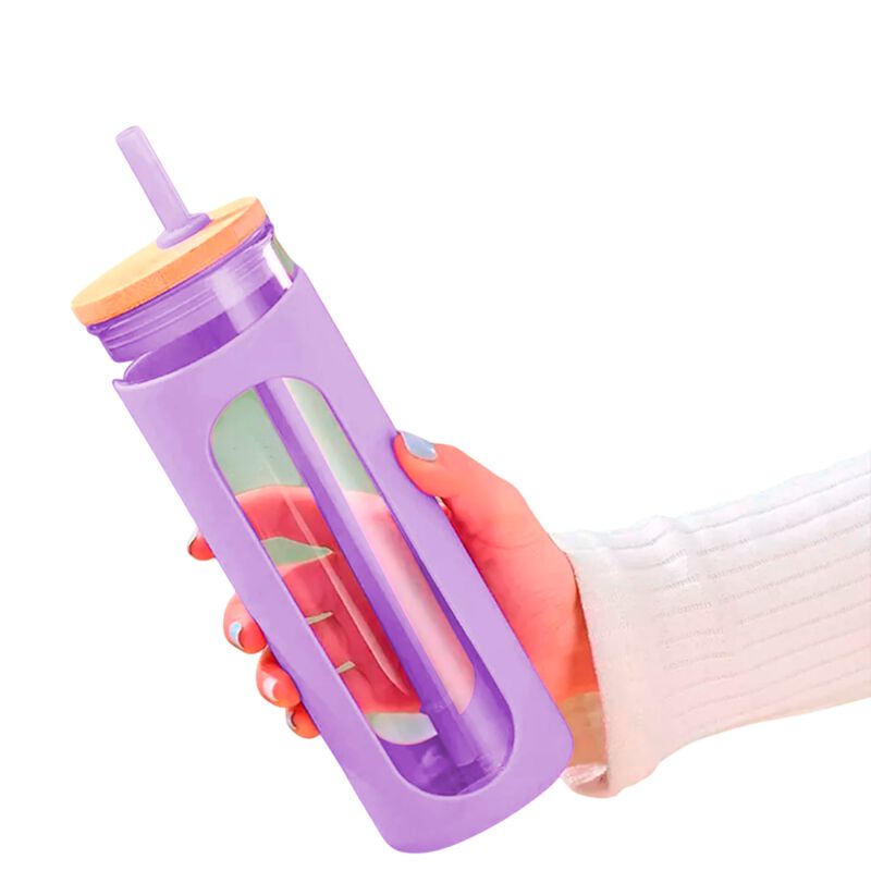 Vaso T&eacute;rmico de Vidrio para Agua con Popote y F... image number null