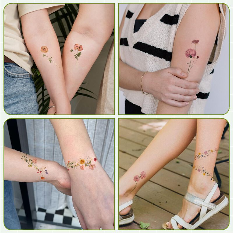 Tatuajes Temporales Epuxiael 79 Uds Florales Re... image number null