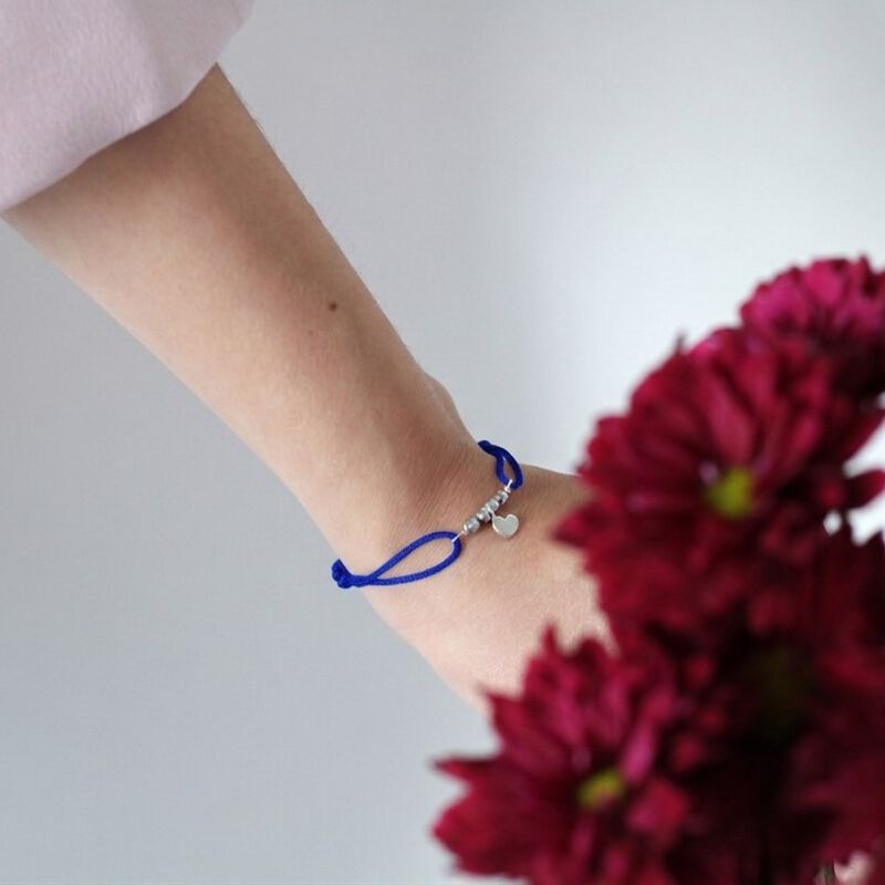 Pulsera Coraz&oacute;n Amore De Plata Con Hilo image number null