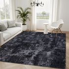 Alfombra Sasttie 142x91 Cm Lavable Con Dise&ntilde;o Abstracto En Negro Y Gris